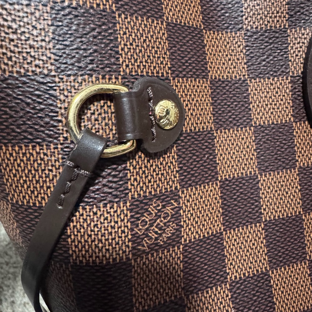 Louis Vuitton Damier Ebene Canvas Bag with Gold Accents
